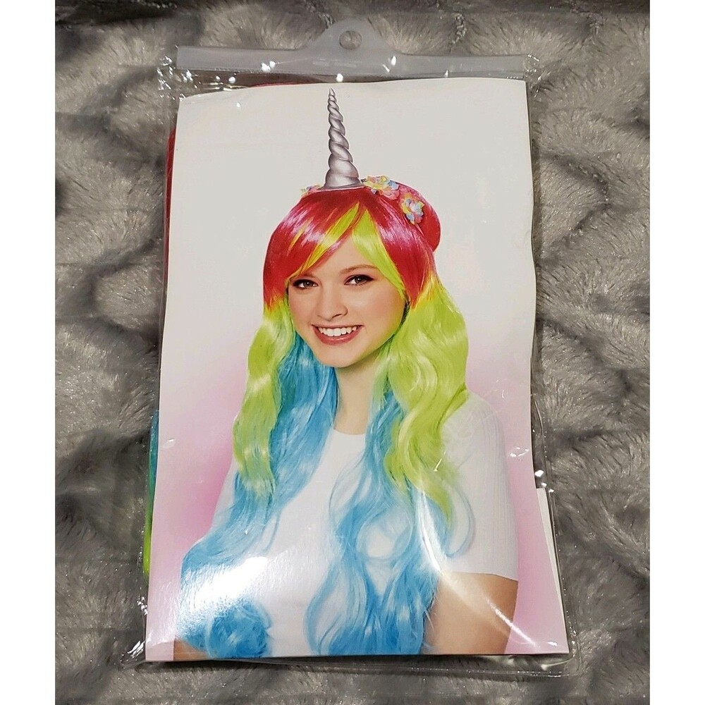 Rainbow Unicorn Wig Claire's Icing Costume Dress Up Party Halloween Size NIP